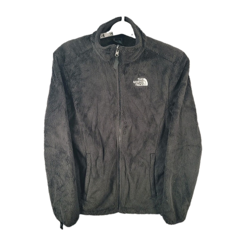 The North Face Fur Fleece Jacket Womens Medium Black Full Zip Mock Neck Sweater